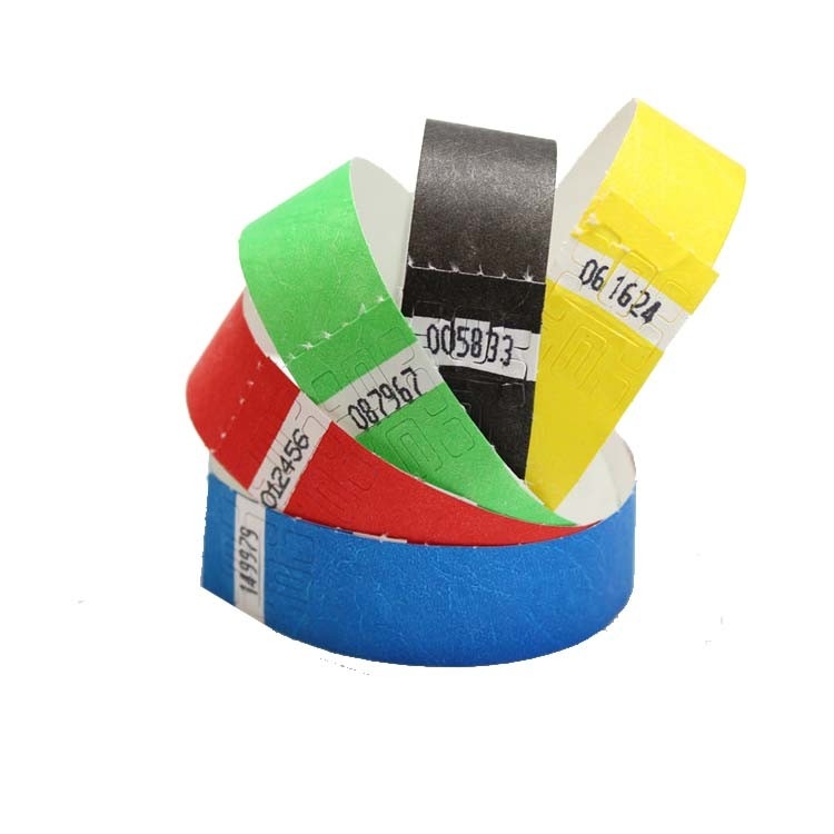 CMYK Printing Comfortable Design Ntag213/215 Disposable PP rfid paper wristband for Christmas Party