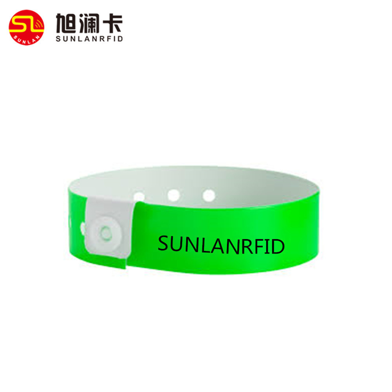 CMYK Printing Comfortable Design Ntag213/215 Disposable PP rfid paper wristband for Christmas Party